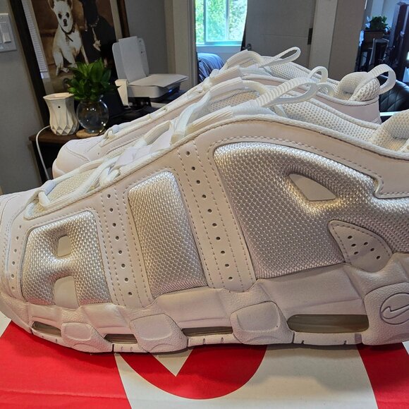 Nike Air More Uptempo Low White-White-White Triple White Sz 10.5 [FZ3055-100] - Picture 1 of 14